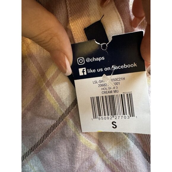 Chaps V Neck Long Sleeve Flannel Shirt Size Small Modern Designer Hiking Outdoor - Picture 4 of 16